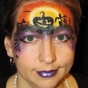 halloween face painting pumpkin